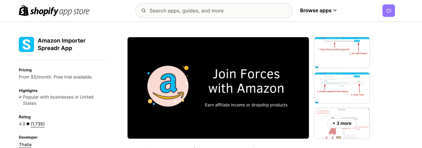Amazon Importer Spreadr App